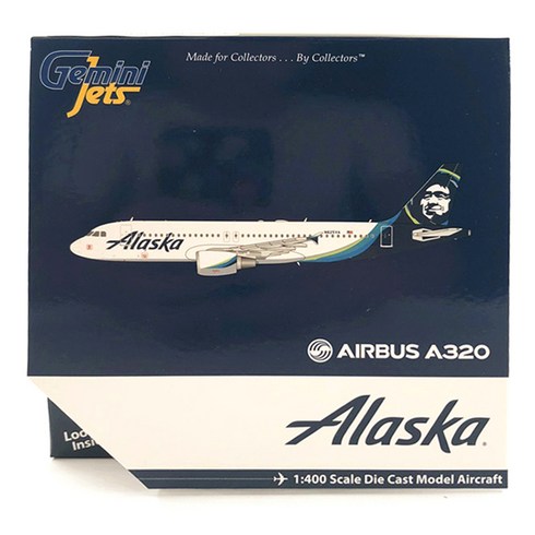 GeminiJets 비행기다이캐스트 1/400 Alaska Airlines A320-200 N625VA, 혼합 색상