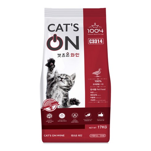 1004 캣츠온 와인 고양이사료, 17kg, 1개