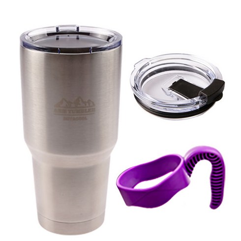 ABM 스텐 텀블러 + 누수방지뚜껑 + 손잡이 퍼플, 혼합색상, 900ml