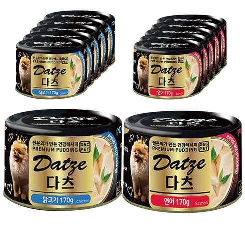 DATZE 반려견 푸딩캔 닭고기 6p + 연어 6p, 닭고기, 연어, 1세트