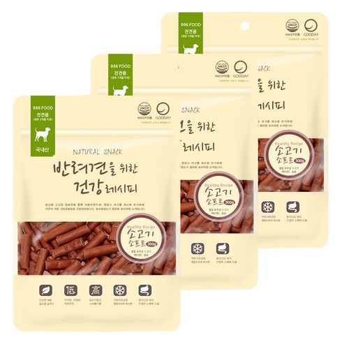 굿데이 반려견을 위한 건강레시피 져키, 소고기소프트, 300g, 3개입