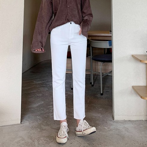 오키진 여성용 푸시 스판 일자 팬츠