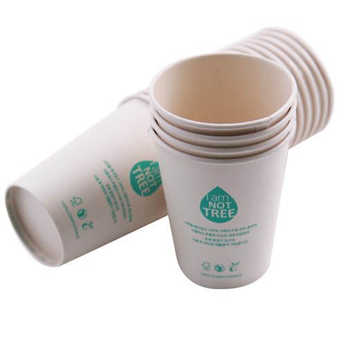 PLA 코팅 사탕수수 종이컵 360ml, 25개입, 1개