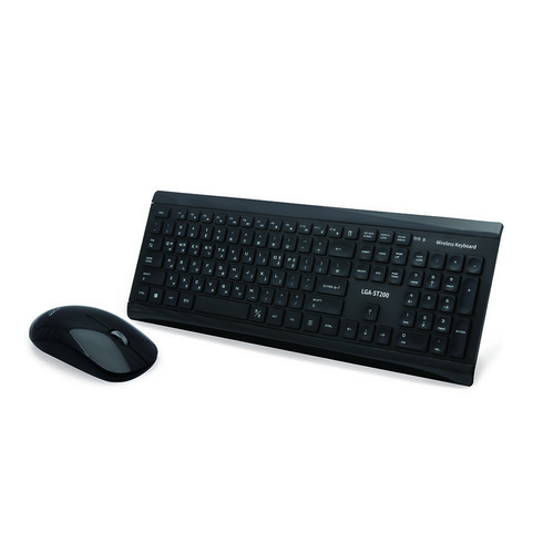 포엘지 WIRELESS 저소음 무선 키보드 + 마우스 세트, 키보드(LGC-ST200), 마우스(LGC-W300), Black, 일반형