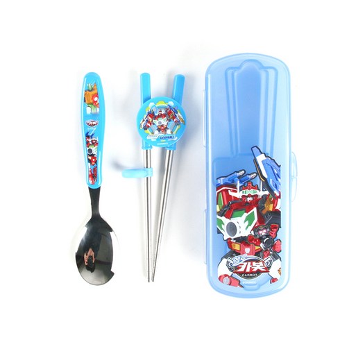 헬로카봇 7 양손교정 젓가락 한손에 수저케이스 세트, 혼합색상, 1세트