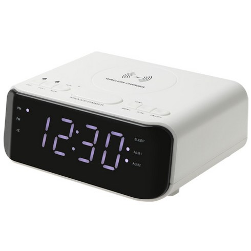 코시 무선 핸드폰 충전 알람시계 FM라디오 CGR3458WL, 화이트, 1개