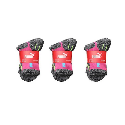 푸마 여성용 아웃도어 등산양말 3족 PUE30986, PINK
