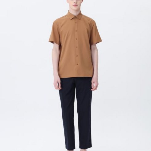 마인드브릿지 남성용 쿨 폴리스판 세미오버 반팔셔츠 MUWS31A3, ORANGE