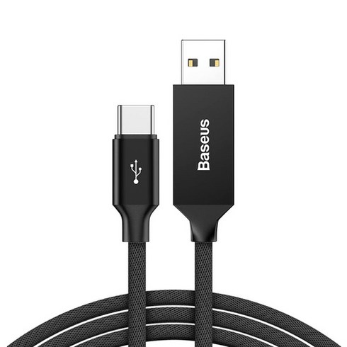 베이스어스 C타입 USB 고속 충전 케이블 3A 5m, 블랙