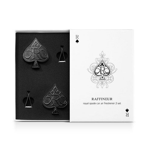 라피네르 로얄 스페이드 스톤형 차량용 방향제 튜베로즈앤로즈 본품 딥블랙 2p 세트, 1세트, 꽃향