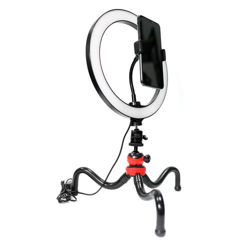 GUNU 개인방송 LED 링 라이트 평면 26cm + 360도 회전 브라켓 + 자유변형 문어발 삼각대 + 내부 핸드폰그립 세트, MMM LED STICK - 111, 1세트