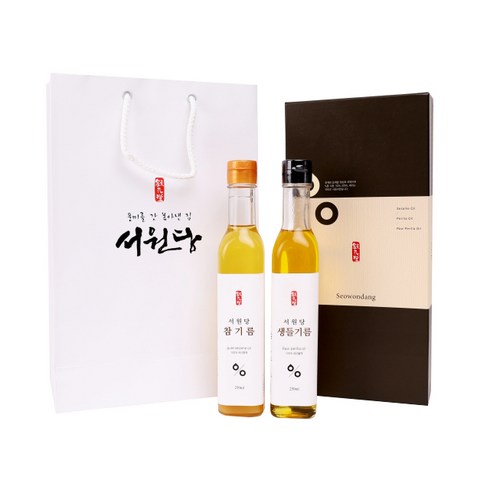 서원당 참기름 250ml + 생들기름 250ml + 쇼핑백 선물세트 6호, 1세트