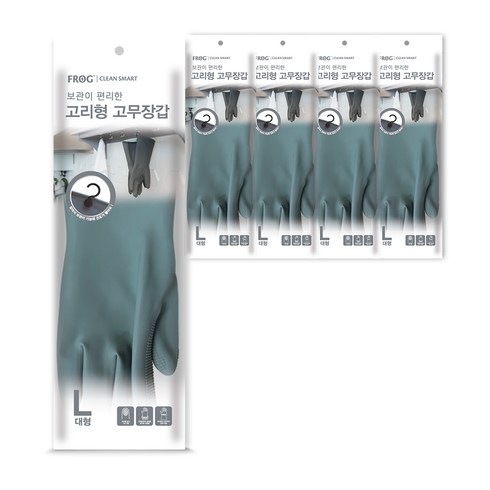 프로그 고리형 고무장갑 대형, 그레이, 대(L), 5개