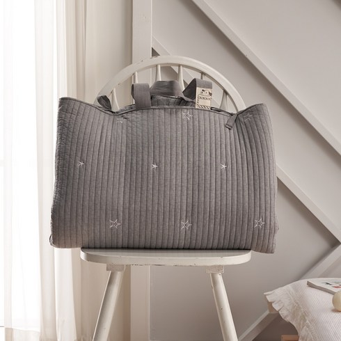 에코데코 순면 워싱 피그먼트 낮잠이불패드 세트, 그레이(단미 별)