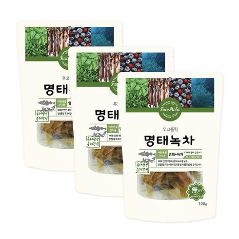 후코홀릭 강아지 건조 간식 100g, 명태 + 녹차 혼합맛, 3개