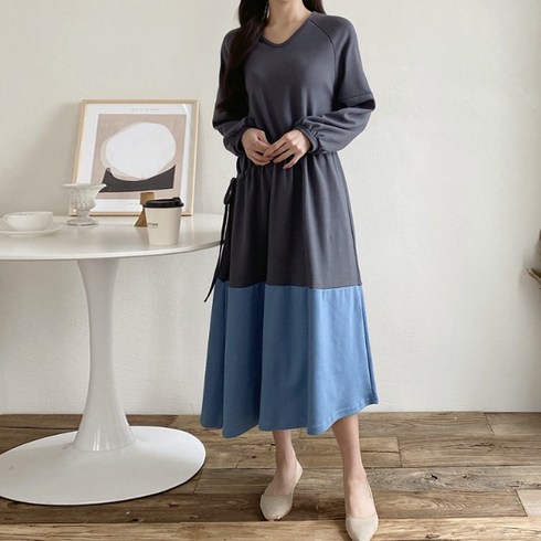 보리맘 벤티 배색 임산부 원피스 H304