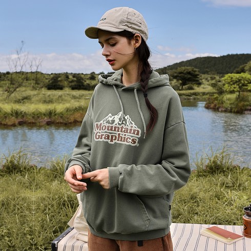 플루크 웜컬러 그래픽 피그먼트 후드티셔츠 FHT703