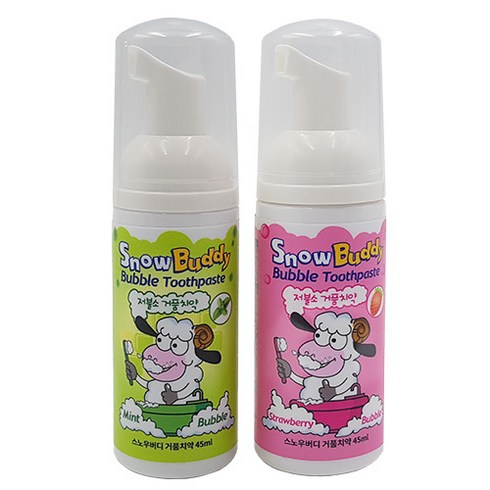 스노우버디 거품 어린이 치약 딸기 45ml + 민트 45ml 세트, 1세트