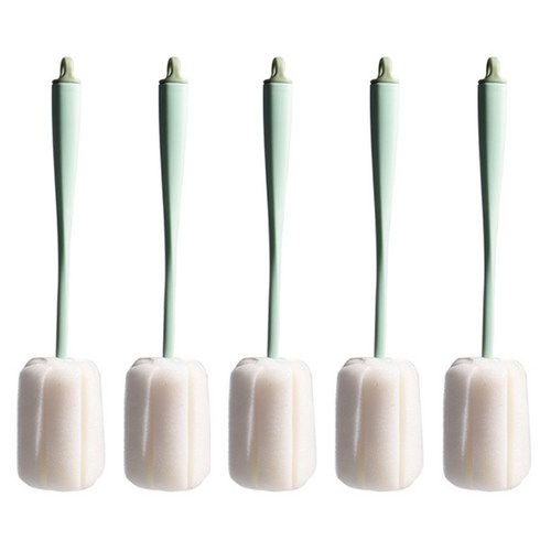 마켓감성 감각 디자인 텀블러 유리잔 스폰지 세척솔, 그린, 5개