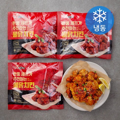 오리지널4팩  매콤2팩 - 한품 불닭치킨 (냉동), 200g, 3팩