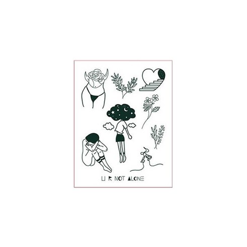 치카로카 유니크 디자인 미니 타투 스티커, S3 U R Not Alone, 1개