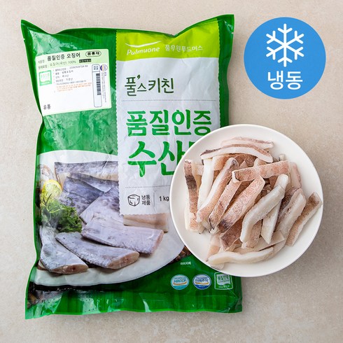 풀스키친 국산 손질 품질인증 선동 오징어 몸통채 1 x 5 cm (냉동), 1kg, 1개