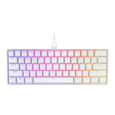 커세어 K65 RGB 미니 화이트 저소음 적축 기계식 게이밍 키보드, 일반형, CORSAIR K65 RGB MINI WHITE -CHERRY MX SILENT RGP0123