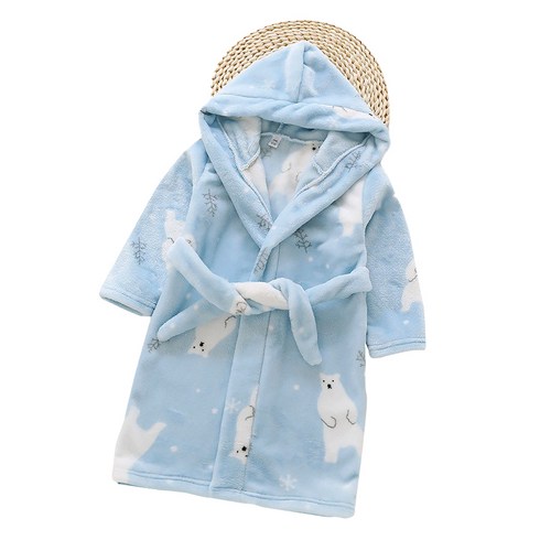 아기샤워가운 - 스타빈 아동용 패턴 후드 목욕가운 90호, 백곰, 1개