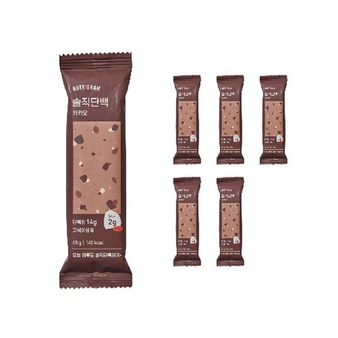 뉴트리그램 솔직단백 카카오 프로틴바, 6개, 45g