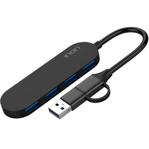 아이논 USB 타입 C / A 4포트 허브 IN-UH420CA, 블랙, 1개