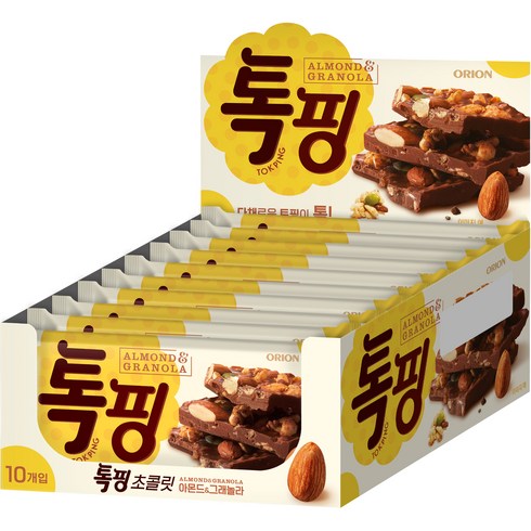 chocolatetouch - 오리온 톡핑 초콜릿 아몬드 & 그래놀라, 43g, 10개