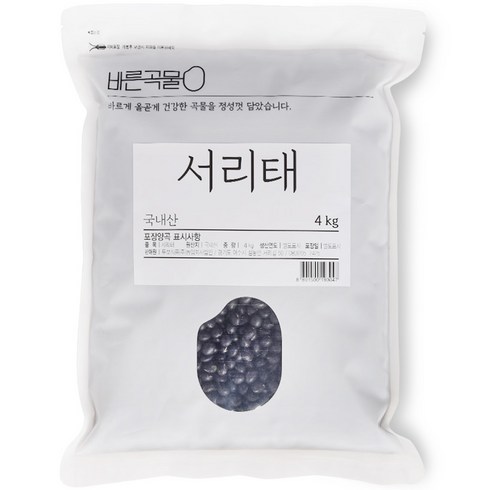검은콩 - 바른곡물 국내산 서리태, 4kg, 1개