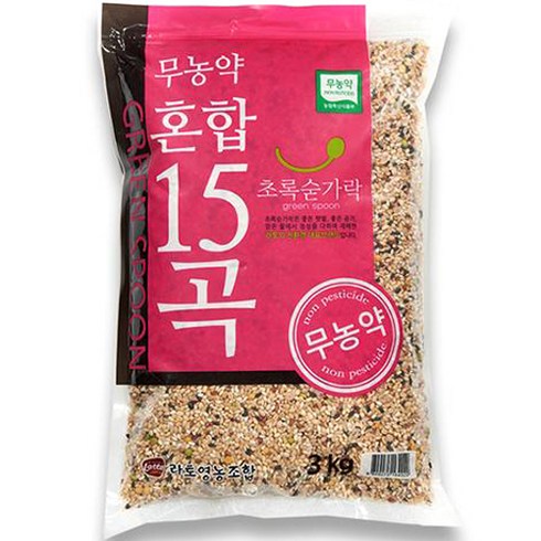 잼먹잡곡 - 초록숟가락 무농약 혼합15곡, 3kg, 1개