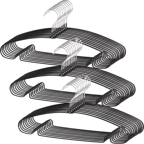 [내일도착베네플러스 논슬립 옷걸이 30개 - 조은리빙 코팅 논슬립 옷걸이, 블랙, 30개