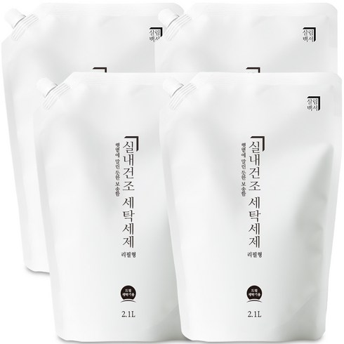 살림백서 실내건조 세탁세제 드럼용 리필, 2.1L, 4개