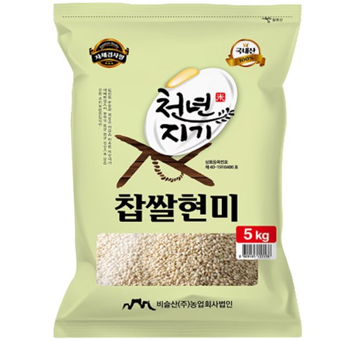 천년지기 찹쌀현미, 5kg, 1개