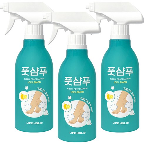 2023년 가성비 최고 풋샴푸 - 라이프홀릭 버블 풋샴푸 아이스 레몬 400ml, 1개입, 3개