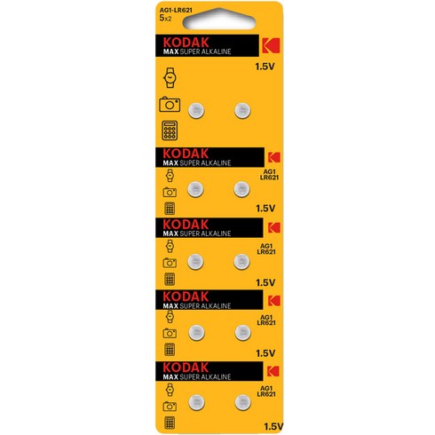 코닥 MAX LR60 AG1 SR621SW 알카라인 버튼셀 건전지 1.5V, 10개입, 1개