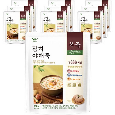 본죽 Healthy 참치야채죽, 330g, 10개