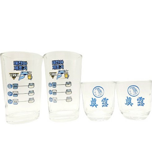소주잔진로이즈백 - ANHUJINXIN GLASS 테진아 제조기 홈쏘맥잔 2p + 진로이즈백소주잔 2p, 1세트