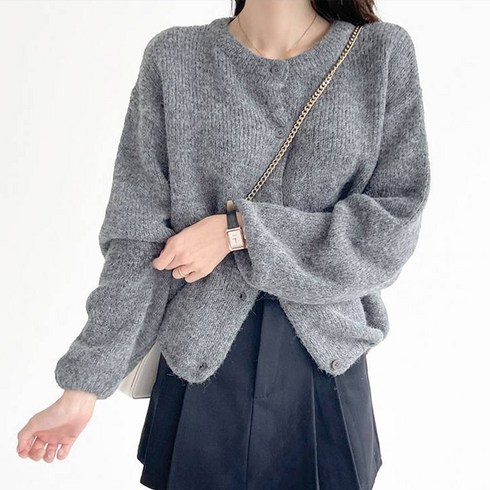 2023년 가성비 최고 알파카니트 - 플랜데이 여성용 울 알파카 라운드 긴팔 오버핏 니트 가디건