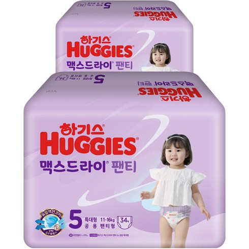 하기스 NEW 맥스드라이 팬티형 기저귀 남여공용, 5단계, 68매