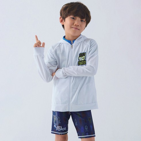 2023년 가성비 최고 아동수영복 - 카툰네트워크 남아용 벤텐 수영복 래쉬가드 상하의 세트 BEN-H01