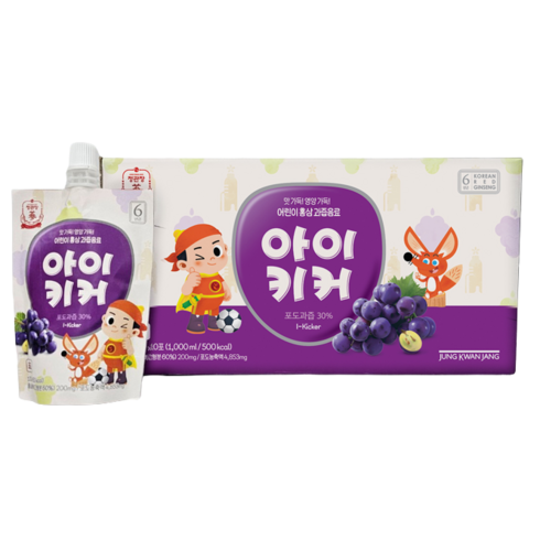 정관장 아이키커 어린이 홍삼 과즙음료 포도맛, 100ml, 10개
