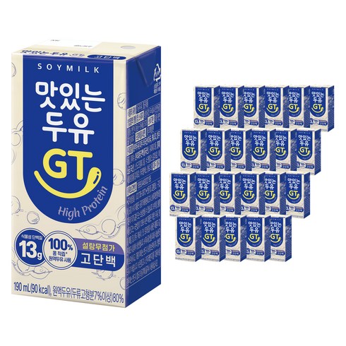 고단백두유 - 맛있는두유GT 고단백 두유, 190ml, 24개