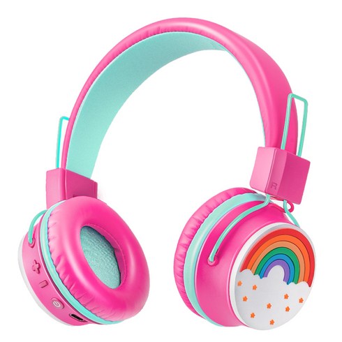 면세점키즈헤드셋 - 코시 아동용 청력보호 교육용 무지개 블루투스 헤드셋, 핑크, HS4100BT