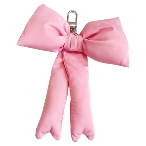 메르시밴드 패딩 리본 키링, 핑크, 1개
