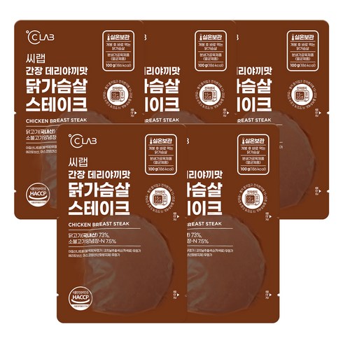 씨랩닭가슴살 - 씨랩 간장 데리야끼맛 닭가슴살 스테이크, 100g, 5개