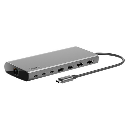벨킨 Connect 유니버셜 USB C 8 in 1 M1 / M2 / M3 맥북 지원 듀얼 디스플레이 허브 INC015btSGY-CZ, 실버그레이