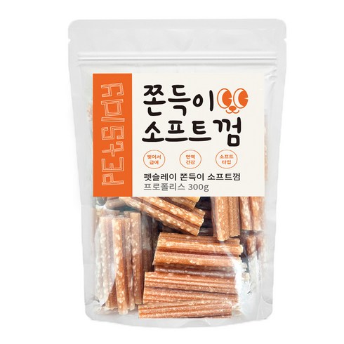 애견간식 - 펫슬레이 강아지 쫀득이 소프트 껌, 프로폴리스, 300g, 1개